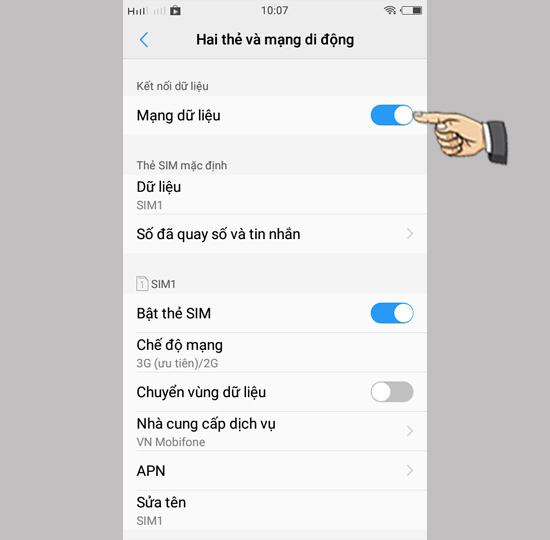 Bước 2: Chọn APN